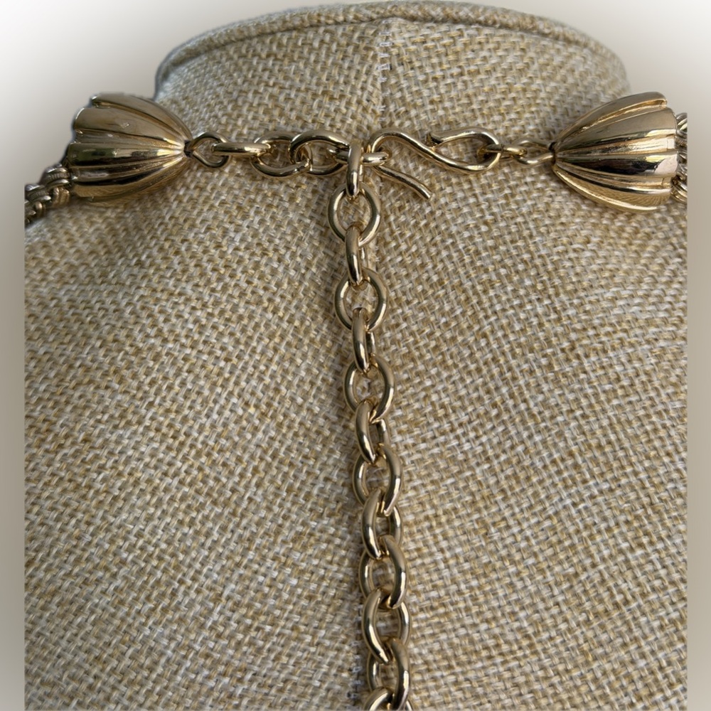 Givenchy Paris New York Vintage Multi Strand Gold-Plated and Rhinestone Necklace - Picture 10 of 17